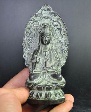 5 " Old Tibetan Buddhism Bronze Vase Kwan - Yin Guanyin Bodhisattva Buddha Statue