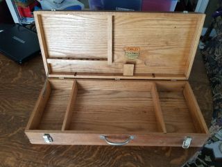 Vintage Stanley Oak Tool Box Chest Made In Usa