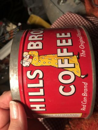 HILLS BROS RED CAN BRAND COFFEE CAN TIN 1 LB No Lid 2