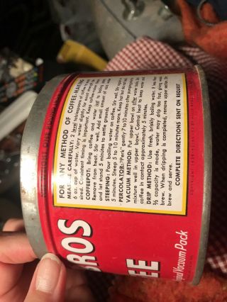 HILLS BROS RED CAN BRAND COFFEE CAN TIN 1 LB No Lid 3