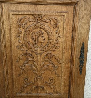 Big antique french furniture door early 1900 ' s wood carved henri II fish knight 2
