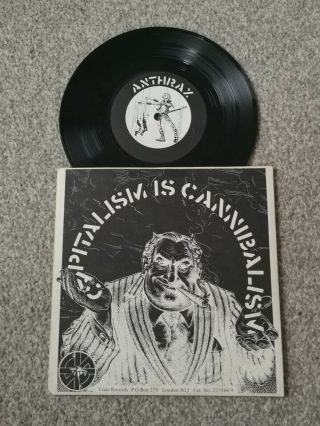 Anthrax - Capitalism Is Cannibalism 7 " Vinyl (vg) 1982 Fold Out Poster Sleeve