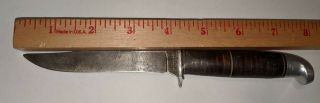 Old Vintage West - Cut K - 2 Boulder Co Fixed Blade Leather Hunting Knife U.  S.  A.