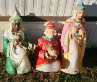 Set Of 3 Wisemen Wise Man Blowmolds Outdoor Lighted Decor Nativity Magi Vintage