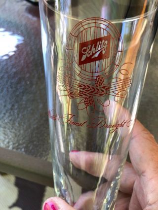 Set Of 4 Schlitz Stemmed Pilsner " The Beer That Made Milwaukee Famous " Glasses