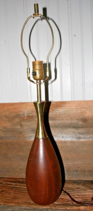 Vintage Tony Paul Westwood Walnut Brass Mid Century Modern Bowling Pin Lamp