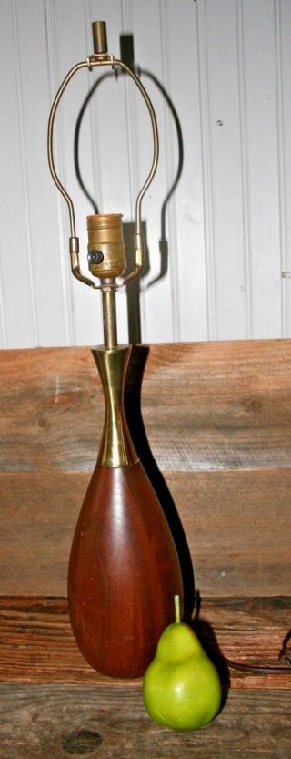 Vintage TONY PAUL WESTWOOD WALNUT BRASS Mid Century MODERN BOWLING PIN LAMP 3