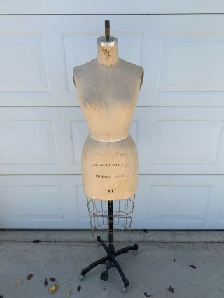 Vintage Wolfe Mannequin Dress Form Model 1972 Size 10 With Cage