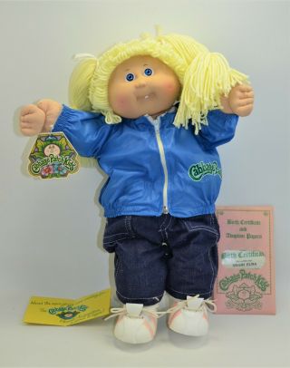 Vtg Cabbage Patch Girl Doll 1985 Blonde Hair Blue Eyes Shani Elna.  No Box