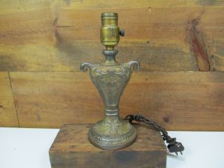 Antique Victorian Cast Iron Lamp Base Ornate Rewired Cloth Cord Crystals