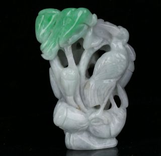 Certified Green A Jade Jadeite Statue Sculpture Red - Crowned Crane Rty062332