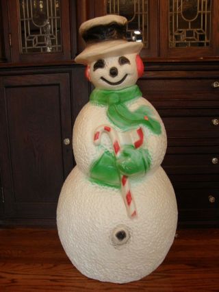 Vintage Snowman W/ Dimples Blow Mold Yard Decor Union Products 40 "