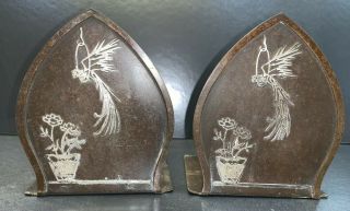 Antique Mission Arts Crafts Heintz Sterling On Bronze Bookends R.  H.  Macy & Co