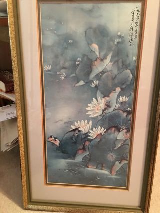 Vintage / Antique Chinese Silk Painting Birds with Flowers Signed 14 X 24” Fr 3