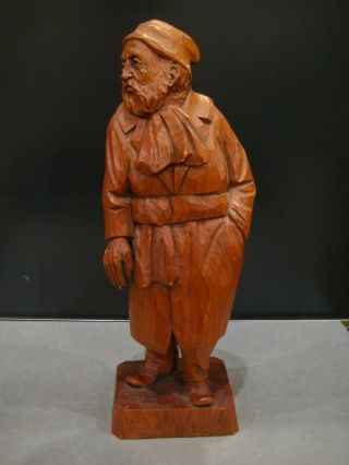 Roger Andre Bourgault - Signed Folk Art Carved Wood Figure - Quebec,  Canada