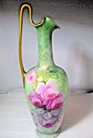 Stunning Vintage Rosenthal Bavaria Hand Painted Floral Motif Pitcher Vase