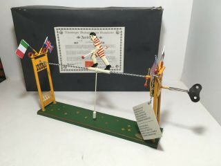 Rare Vintage Tucher & Walther Germany Circus Pole Acrobat Wind Up Toy Mib