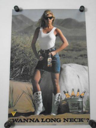 Miller Beer / Want A Long Neck? Orig.  Promo Poster / Great Cond.  - 20 X 30 "