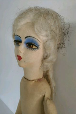 Vintage 1920s Boudoir Doll Tagged Gerling Toy Co Rooted Lashes Cloth French