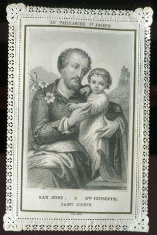 Antique Lace Holy Card Of St Joseph And Jesus