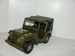 Vintage Tonka Army Jeep With Spare Tire And Retractable Hitch