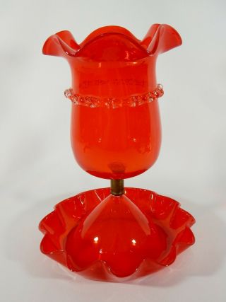 Antique Victorian Style Ruby Glass Centrepiece Centre Piece Bowl Vase Cranberry