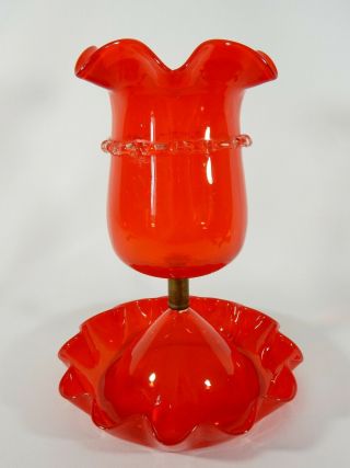 Antique Victorian Style Ruby Glass Centrepiece Centre Piece Bowl Vase Cranberry 2