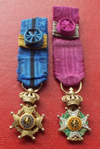 Belgium 2 Order Miniatures Medal Badge