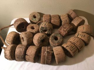24 Old Cork Fishing Net Floats 3”diameter Authentic Old Vintage Nautical