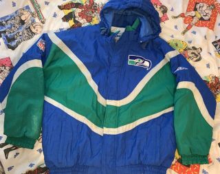 Seattle Seahawks Vintage Pro Line Apex One 1990s Puffy Jacket Size Large Rare