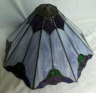 Antique Slag Glass Victorian / Arts & Crafts Period Purple Green Lamp Shade