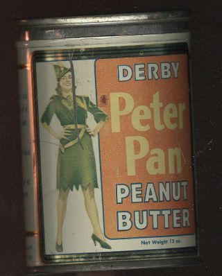 1940s 12oz.  Derby Peter Pan Peanut Butter Tin Can