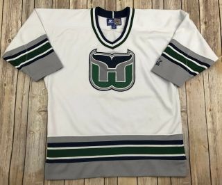 Vintage Hartford Whalers Nhl Hockey Jersey - Starter Youth Sz L/xl White