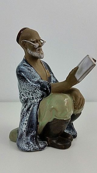 Shiwan Artistic Ceramic Factory Figurine Man Reading Book 407 China Vintage 2