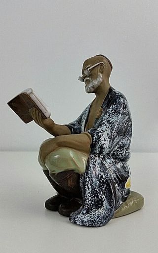 Shiwan Artistic Ceramic Factory Figurine Man Reading Book 407 China Vintage 3