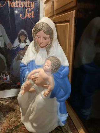 Vintage 1997 - 98 TPI Nativity Joseph Mary w/Jesus Christmas Lighted Blow Mold Box 2