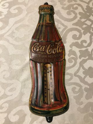 Vintage Coca Cola Thermometer Metal Bottle Advertising Sign 16 3/4 " Overall