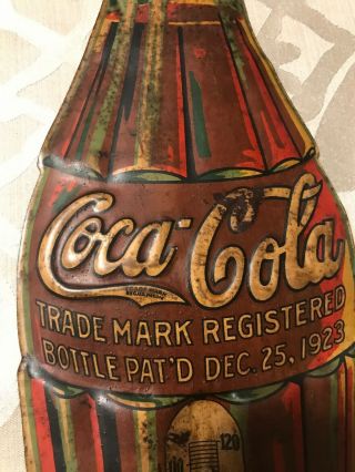 Vintage Coca Cola Thermometer Metal Bottle Advertising Sign 16 3/4 