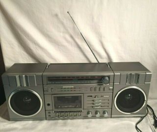 Vintage Soundesign 4641 Portable Stereo Cassette Boombox Radio Removable Speaker
