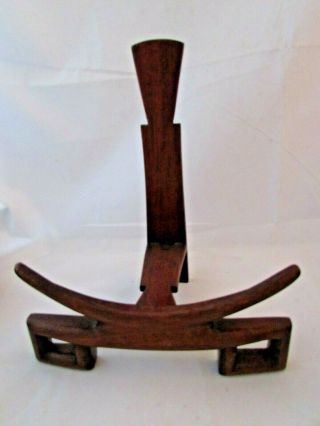 Large Antique Vintage Hand Carved Wooden Asian Oriental Bowl Plate Display Stand