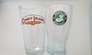 Coney Island Brewing Co & Brooklyn Brewery Set Of Two (2) Glasses