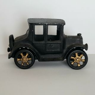 Old Antique Cast Iron Model T Ford Coupe Toy Car Automobile