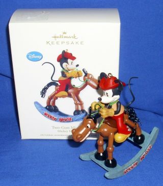 Hallmark Ornament Disney Two Gun Mickey Mouse 2010 Cowboy Rocking Horse 4