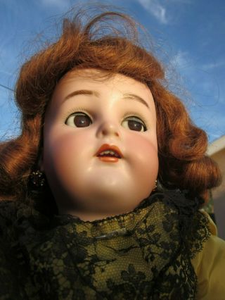 Simon Halbig,  24 " Antique German Doll,  Brunette With Teeth