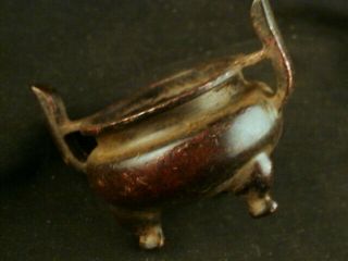 Chinese Ming Dy Bronze 3feet Little Incense Burner J054