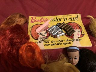 VINTAGE COLOR MAGIC BARBIE BOOK,  WIGS,  HEAD,  BOBBY PINS & CURLERS 2