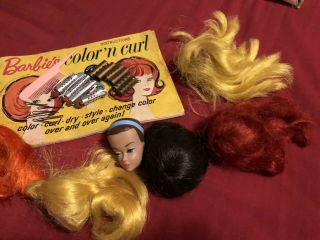 VINTAGE COLOR MAGIC BARBIE BOOK,  WIGS,  HEAD,  BOBBY PINS & CURLERS 3