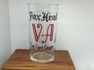 Vintage Fox Head Lager Beer Glasses 4.  25 Inches Red And Black Print