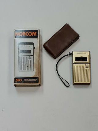 Vintage Norcom 550 Mini - Cassette Voice Recorder Dictaphone Made In Japan Gold