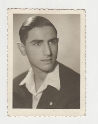 Vintage 1940s Photo Portrait Splendid Young Man Boy Face Slick Back Hair